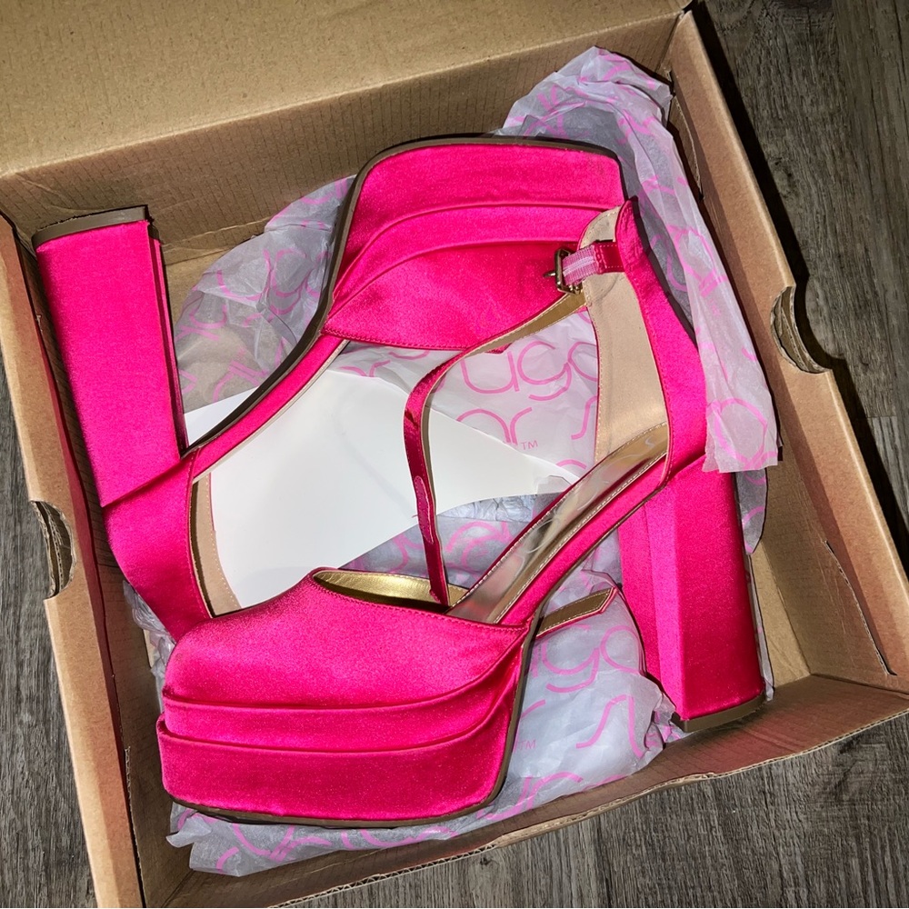Sugar pink platform heels